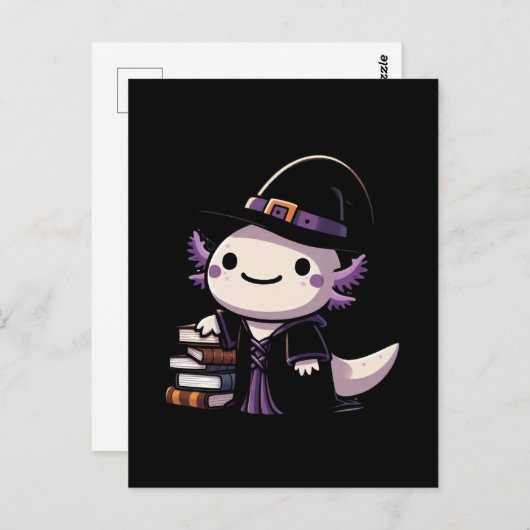 Axolotl Witch - Schattigee Halloween Briefkaart (Voorkant / Achterkant)