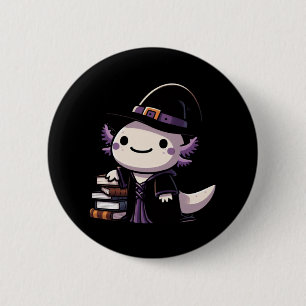 Axolotl Witch - Schattigee Halloween Ronde Button 5,7 Cm