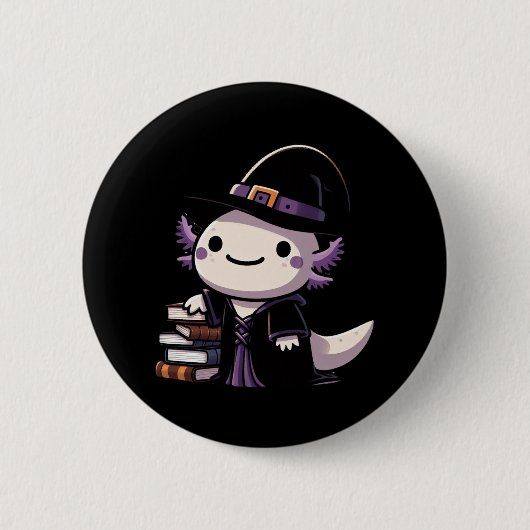 Axolotl Witch - Schattigee Halloween Ronde Button 5,7 Cm (Voorkant)