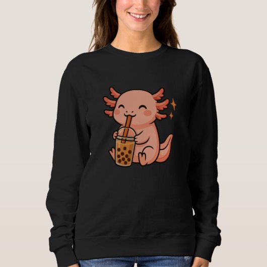 Axolotl with Bubble Tea Kawaii Axolotl Trui (Voorkant)