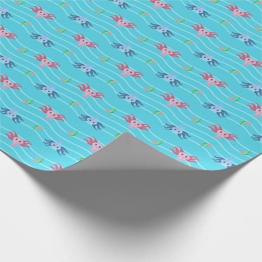 Axolotl Wrapping Paper Flat Sheet Set van 3 Cadeaupapier (Hoek)