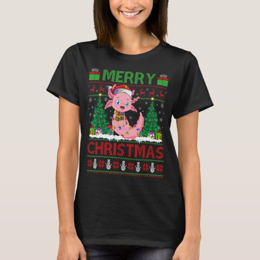 Axolotl Xmas Boom licht de Ugly Santa Axolotl Chri T-shirt (Voorkant)