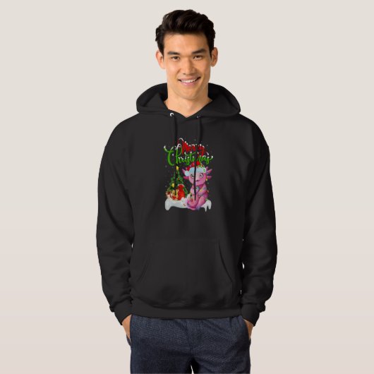 Axolotl  Xmas Decorations Santa Axolotl Christmas Hoodie (Voorkant volledig)