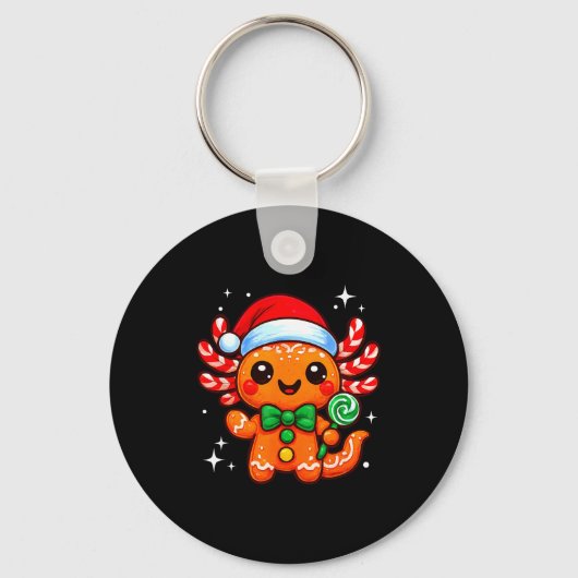 Axolotl Xmas Hat Santa Cute Funny Christmas Pajama Sleutelhanger (Voorkant)