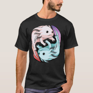 Axolotl Yin Yang Grappige Mexicaanse Wandelende V T-shirt