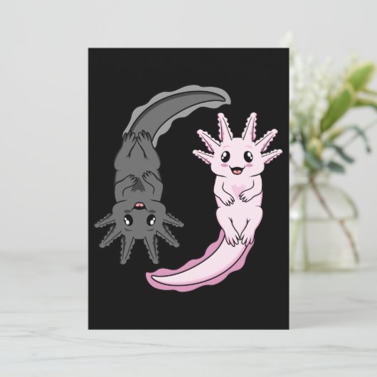 Axolotl Yin Yang Kawaii Animal Axolotls Lover Owne Kaart (Staand voorkant)