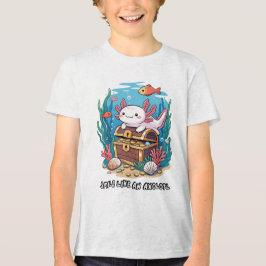 Axolotl zit trots op een schatkist Tri-Blend shirt