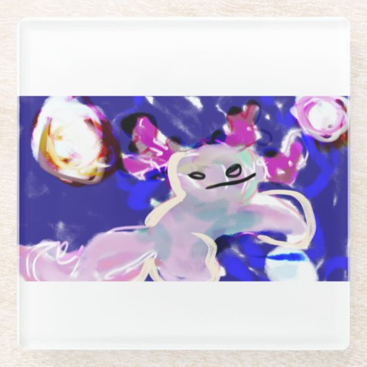 Axolotl zomer glazen onderzetter (Voorkant)