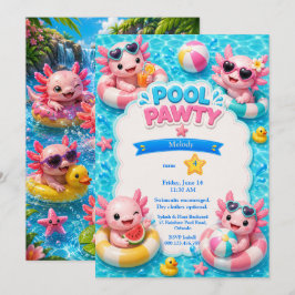 Axolotl Zwembad Feest Verjaardagsuitnodiging Kaart