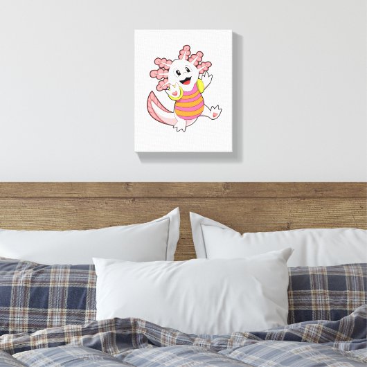 Axolotl zwemmen canvas afdruk (Insitu (Slaapkamer))