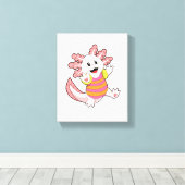 Axolotl zwemmen canvas afdruk (Insitu (Houten vloer))