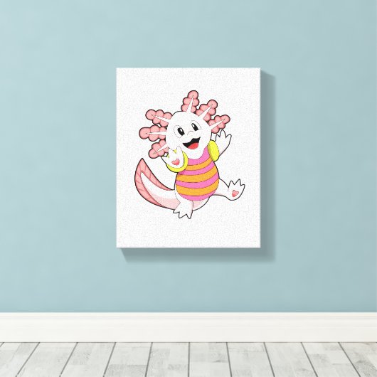 Axolotl zwemmen canvas afdruk (Insitu (Houten vloer))