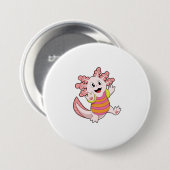 Axolotl zwemmen ronde button 7,6 cm (Voorkant /achterkant)