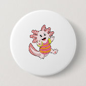 Axolotl zwemmen ronde button 7,6 cm (Voorkant)