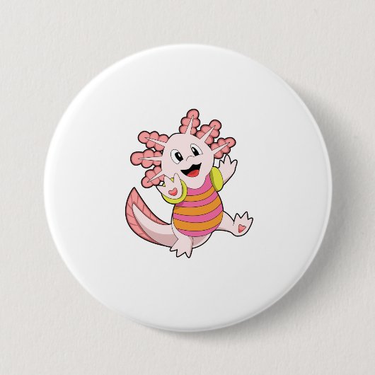 Axolotl zwemmen ronde button 7,6 cm (Voorkant)