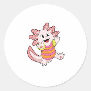 Axolotl zwemmen ronde sticker