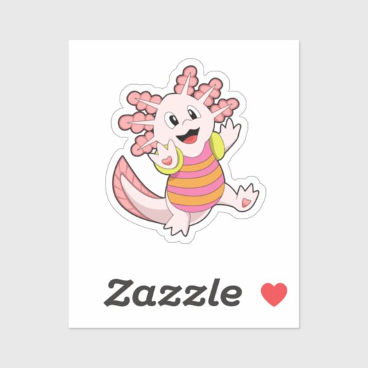 Axolotl zwemmen sticker (Vel)