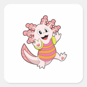 Axolotl zwemmen vierkante sticker