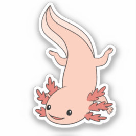 Axolotl zwemt recht naar beneden sticker