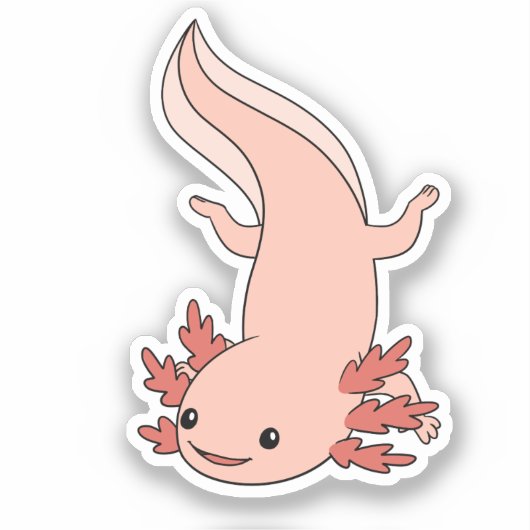 Axolotl zwemt recht naar beneden sticker (Voorkant)