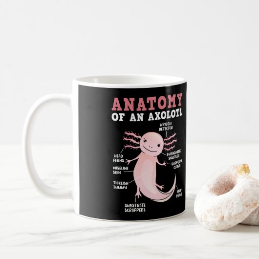 Axolotls anatomie van een Axolotl Kawaii Koffiemok (Met donut)