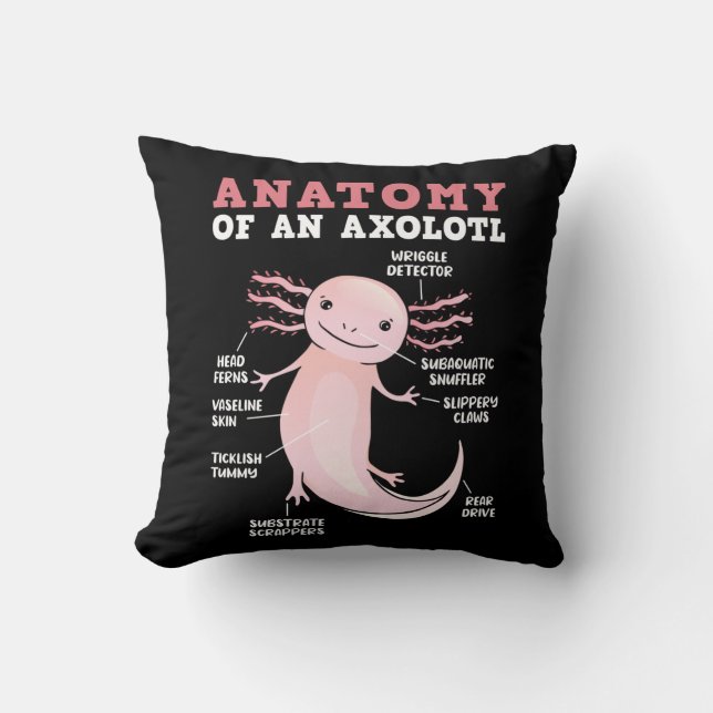 Axolotls anatomie van een Axolotl Kawaii Kussen (Voorkant)