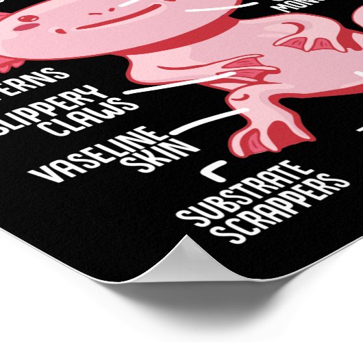 Axolotls anatomie van een Axolotl Kawaii Poster (Hoek)