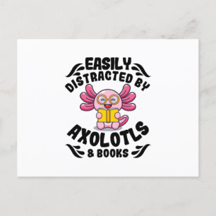 Axolotls & Books   Reading Pets Cute Axolotl Gifts Briefkaart