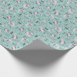 Axolotls in blauw cadeaupapier