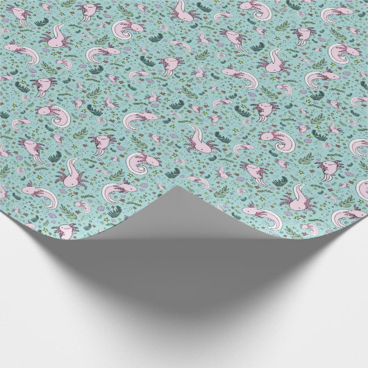 Axolotls in blauw cadeaupapier (Hoek)