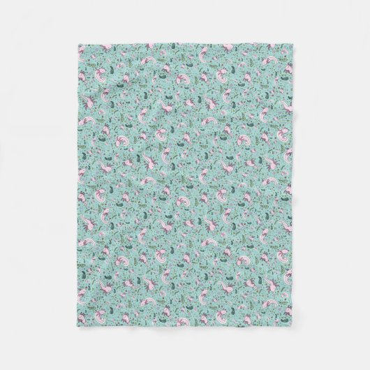 Axolotls in blauw fleece deken (Voorkant)