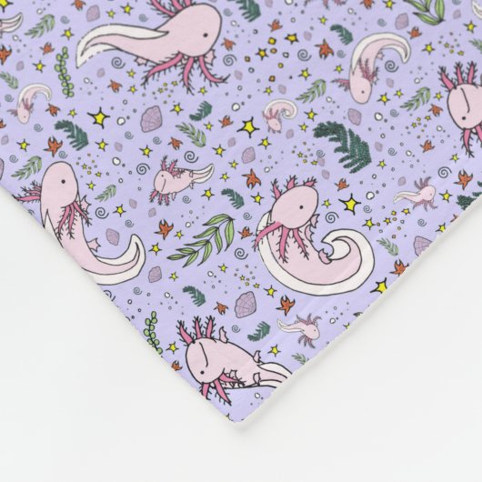 Axolotls in Paars Fleece Deken (Hoek)