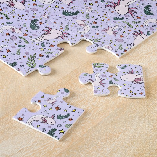 Axolotls in Paars Legpuzzel (Zijkant)