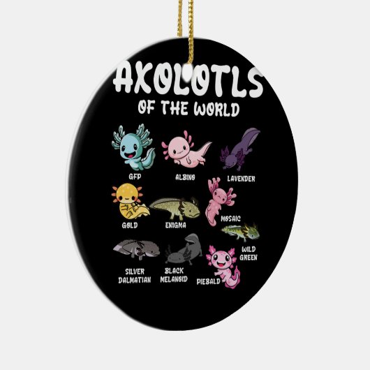 Axolotls of the World Schattigee Kawaii Axolotl lo Keramisch Ornament (Rechts)