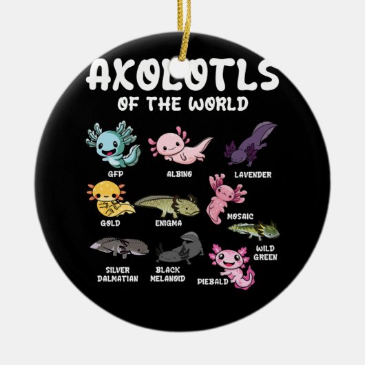 Axolotls of the World Schattigee Kawaii Axolotl lo Keramisch Ornament (Voorkant)