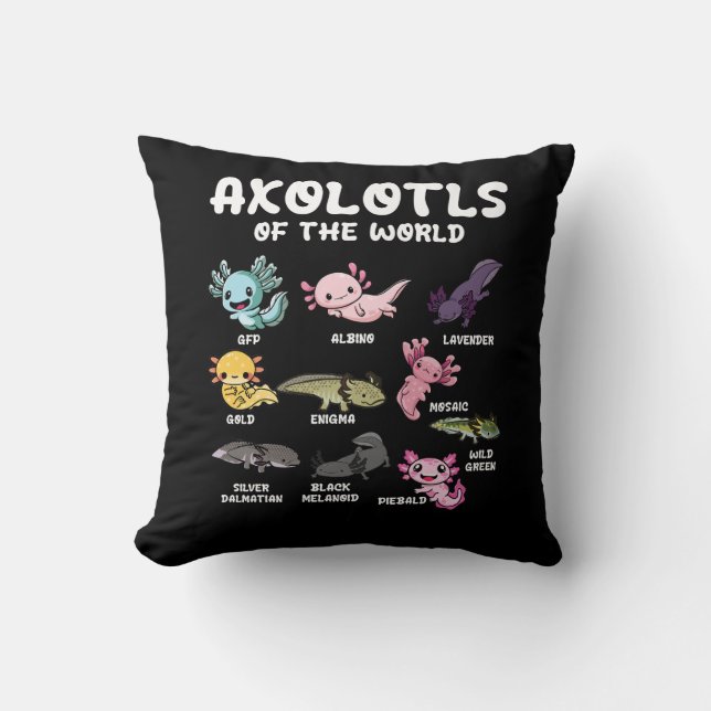 Axolotls of the World Schattigee Kawaii Axolotl lo Kussen (Voorkant)