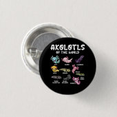 Axolotls of the World Schattigee Kawaii Axolotl lo Ronde Button 3,2 Cm (Voorkant /achterkant)