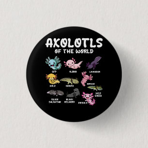 Axolotls of the World Schattigee Kawaii Axolotl lo Ronde Button 3,2 Cm