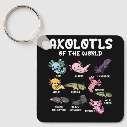 Axolotls of the World Schattigee Kawaii Axolotl lo Sleutelhanger (Voorkant)