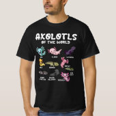 Axolotls of the World Schattigee Kawaii Axolotl lo T-shirt (Voorkant)