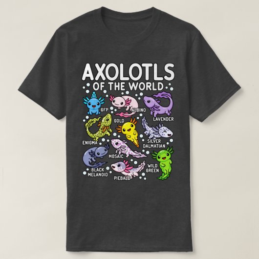 Axolotls of the World Schattigee Kawaii Axolotl T-shirt (Design voorkant)