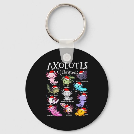 Axolotls Santa Hat Christmas Pajama Cute Animal Ax Sleutelhanger (Voorkant)