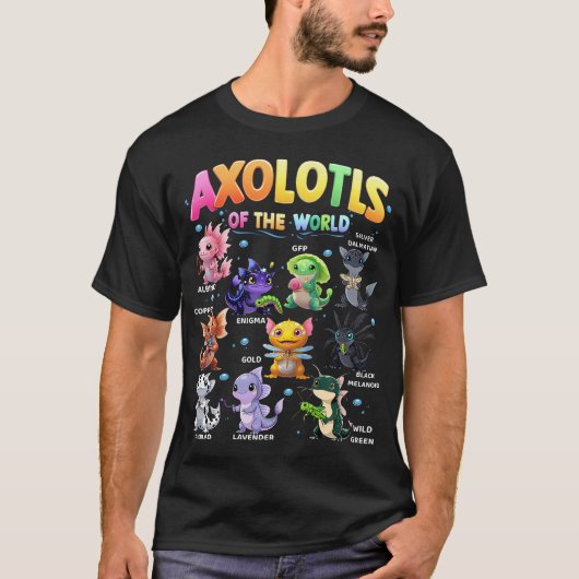 Axolotls Van De Wereld Cute Kawaii T-shirt (Voorkant)