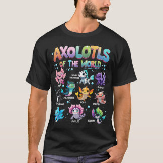 Axolotls Van De Wereld Moppig Kawaii T-shirt