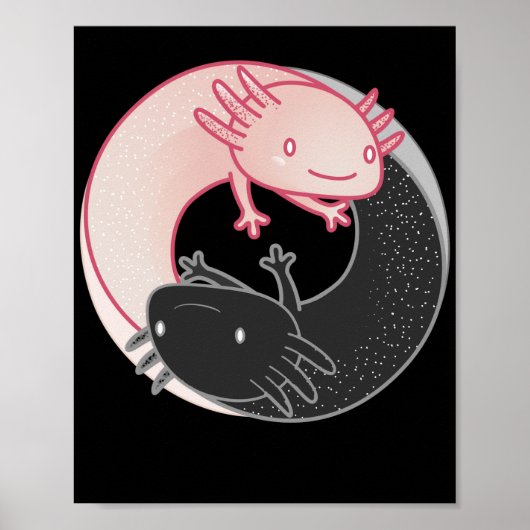 Axolotls Yin Yang Kawaii Poster (Voorkant)