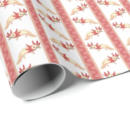 Axotl Streep Cadeaupapier (Rol Hoek)