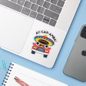 Ay-Car-Amba Funny Mexican Car Pun Sticker (Laptop met iPhone)
