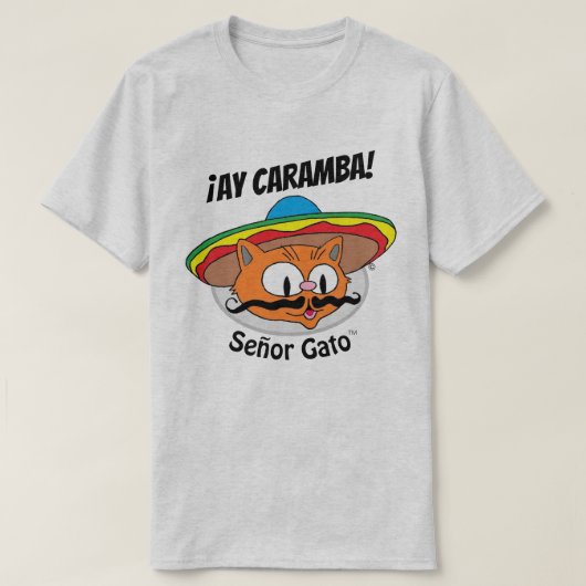 AY CARAMBA! Cartoon Cat Señor Gato™ 2 zijkanten T-shirt (Design voorkant)
