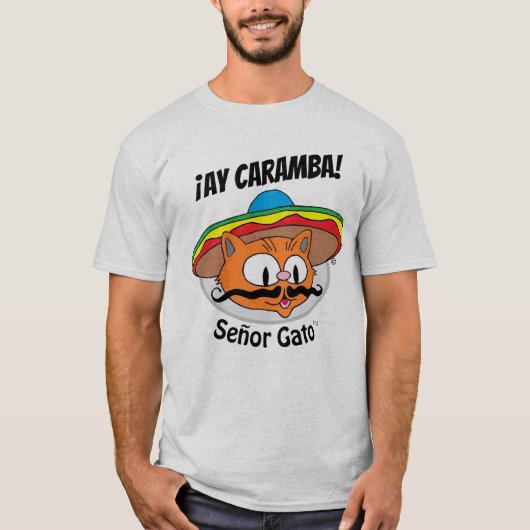 AY CARAMBA! Cartoon Cat Señor Gato™ 2 zijkanten T-shirt (Voorkant)