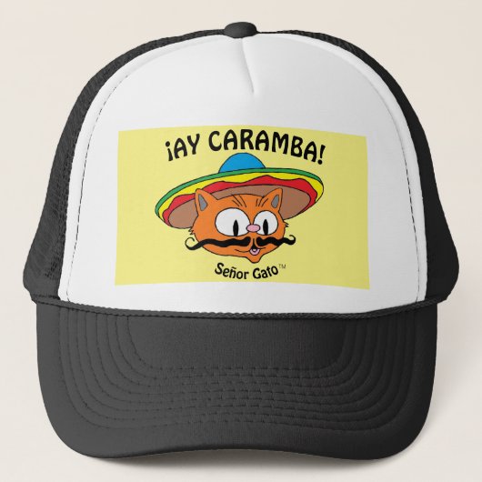 AY CARAMBA! Senor Gato Mexican Cartoon Cat Trucker Pet (Voorkant)